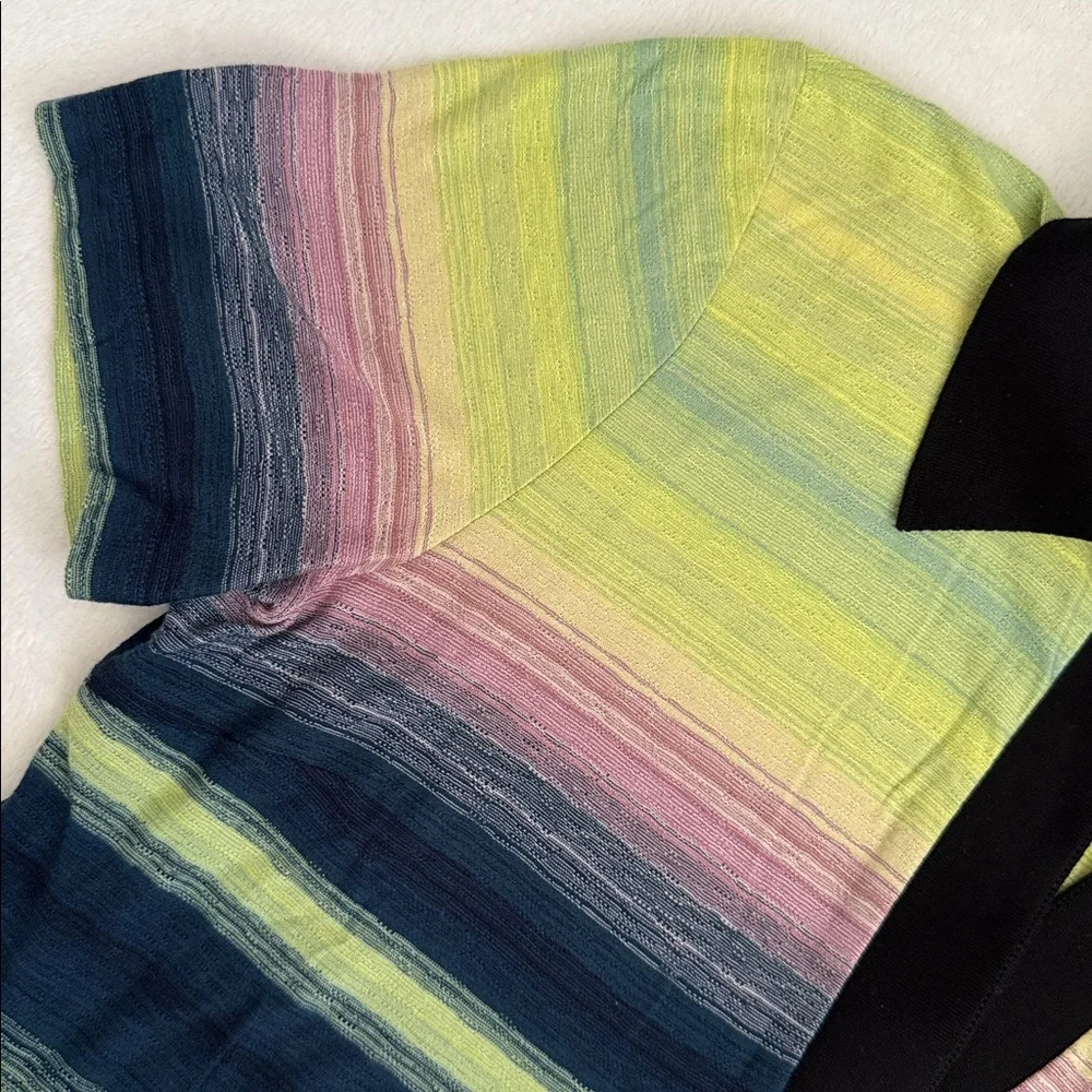 Paul Smith | V-Neck Contrast Collar Striped Cotton T-Shirt Made in Italy (M) - Picture 4 of 15